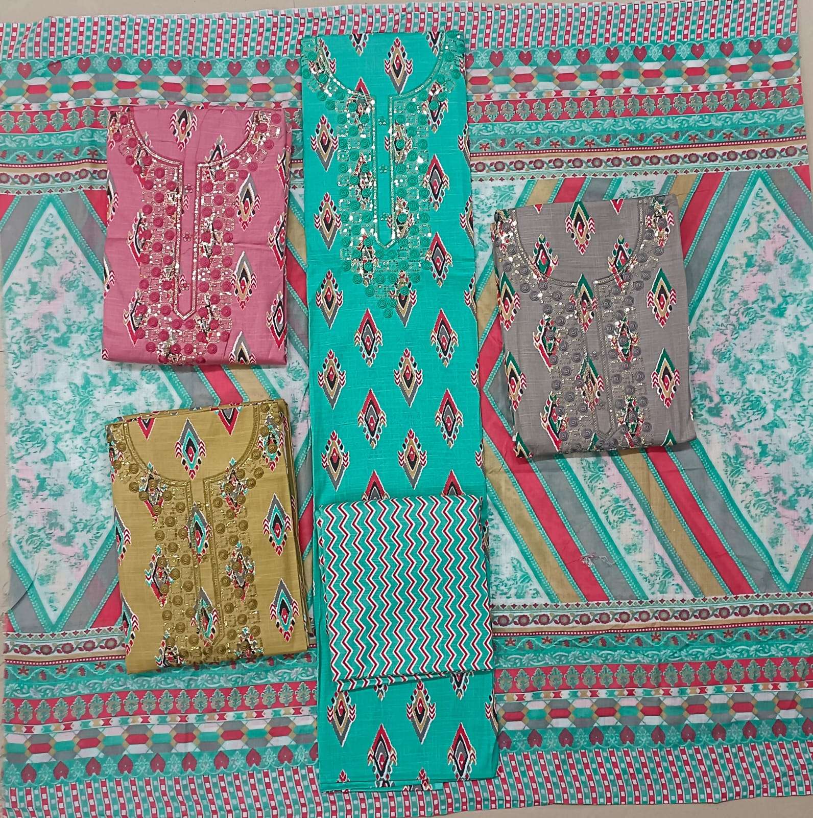 Muskan Dresses Vol-2 – Two Tone 4 Matching Suit - Wholesale Catalog