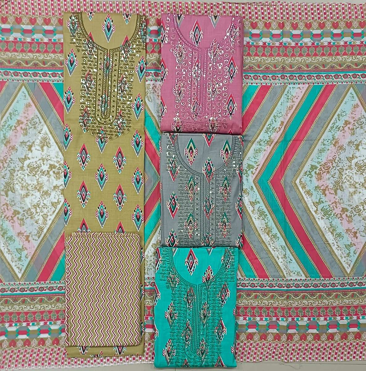 Muskan Dresses Vol-2 – Two Tone 4 Matching Suit - Wholesale Catalog