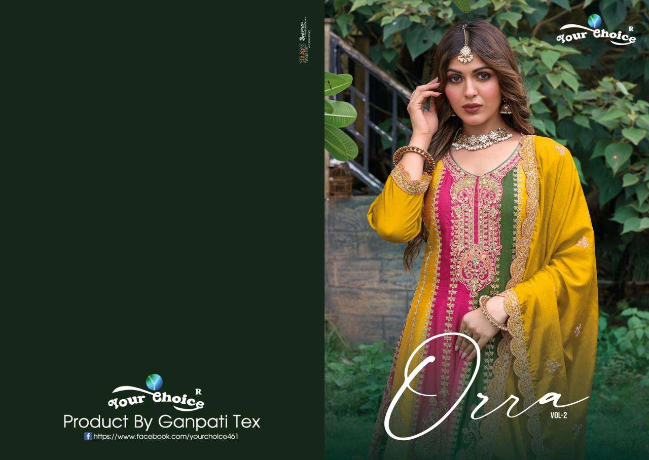 ORRA-2 Heavy Chinon  Salwar Kameez Wholesale catalog