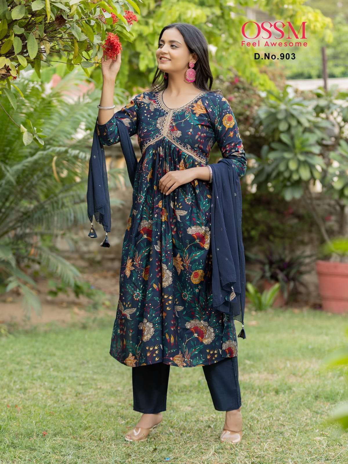 Ossm Resham Vol 9 Premium Wear Kurti Pant With Dupatta Wholesale catalog