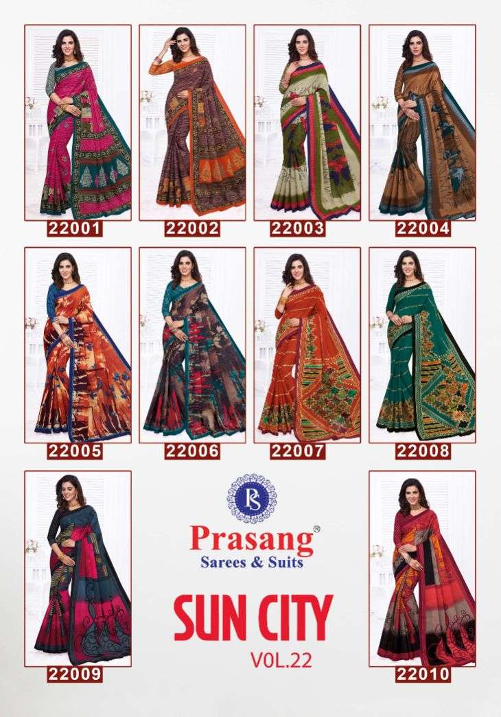 	Prasang Suncity Vol-22 – Cotton Saree -Wholesale Catalog