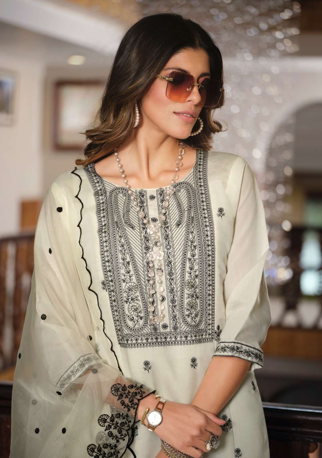 Party Wear White Kurti Sharara For Wedding - Evilato