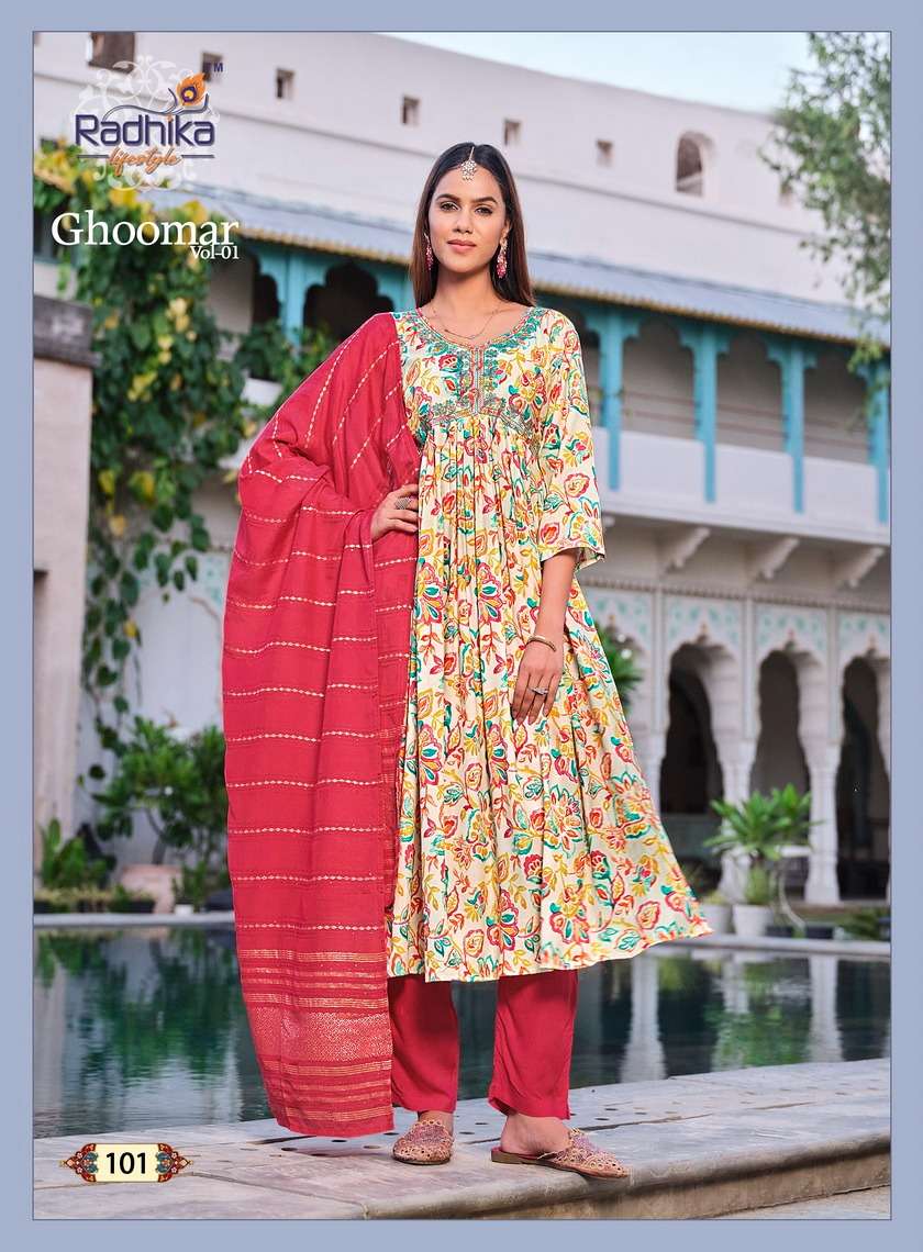 RADHIKA LIFE STYLE GHOOMAR vol-1 Kurti Wholesale catalog