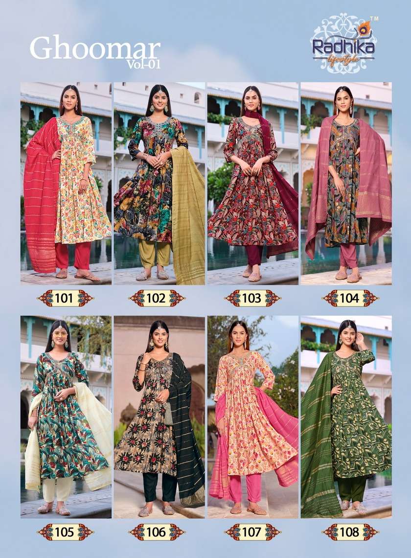 RADHIKA LIFE STYLE GHOOMAR vol-1 Kurti Wholesale catalog