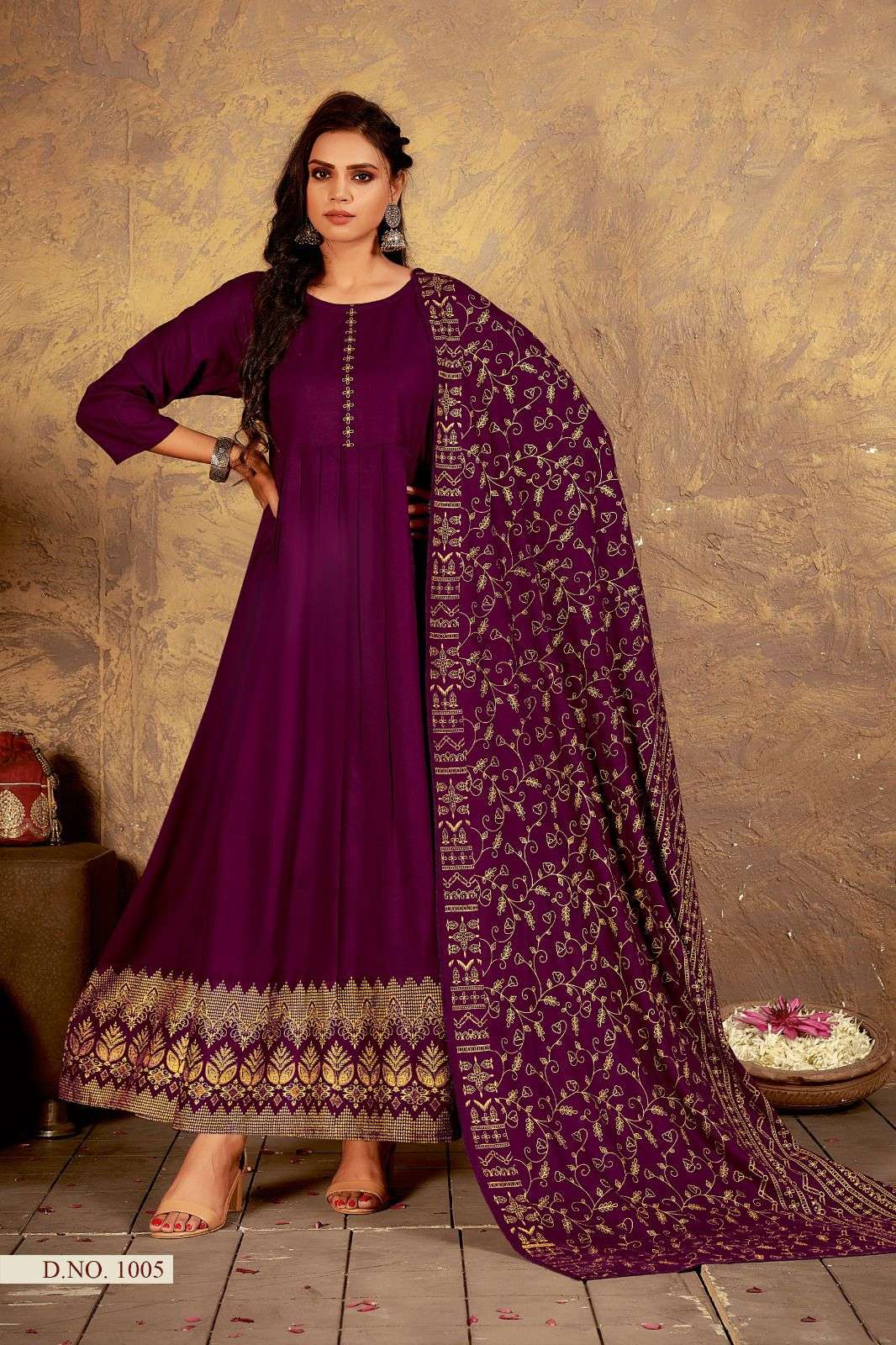 RAYON GOLD PRINT TOP & DUPATTA Kurti Wholesale catalog