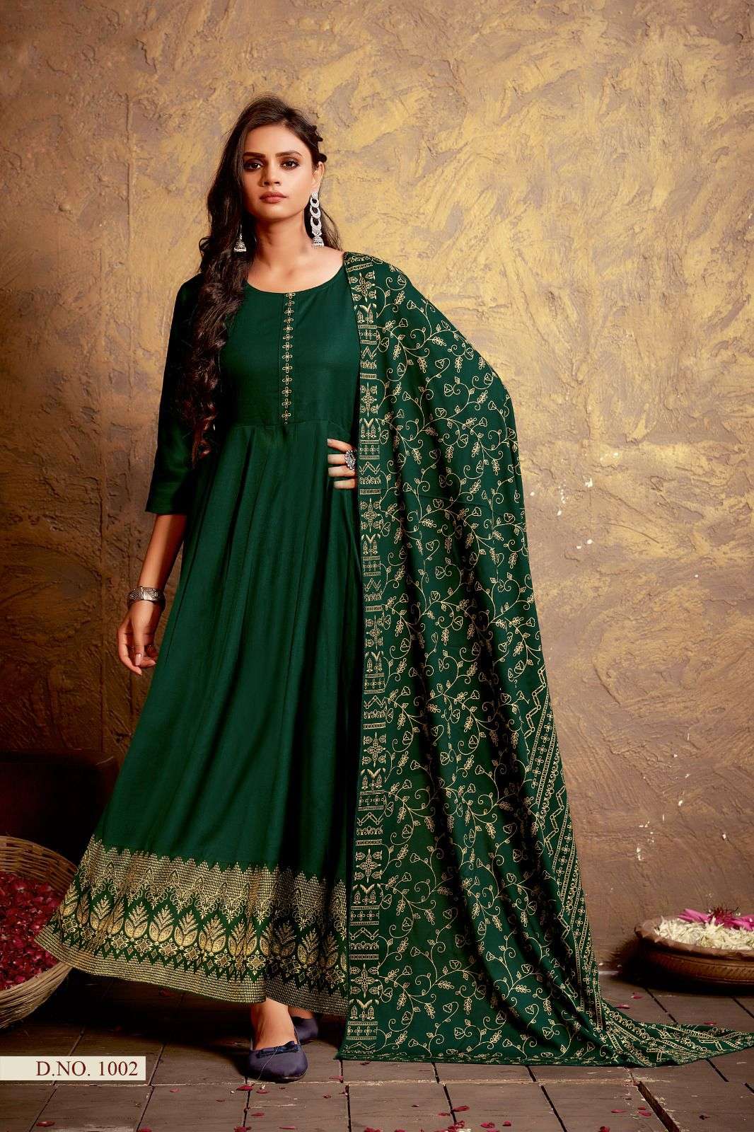 RAYON GOLD PRINT TOP & DUPATTA Kurti Wholesale catalog