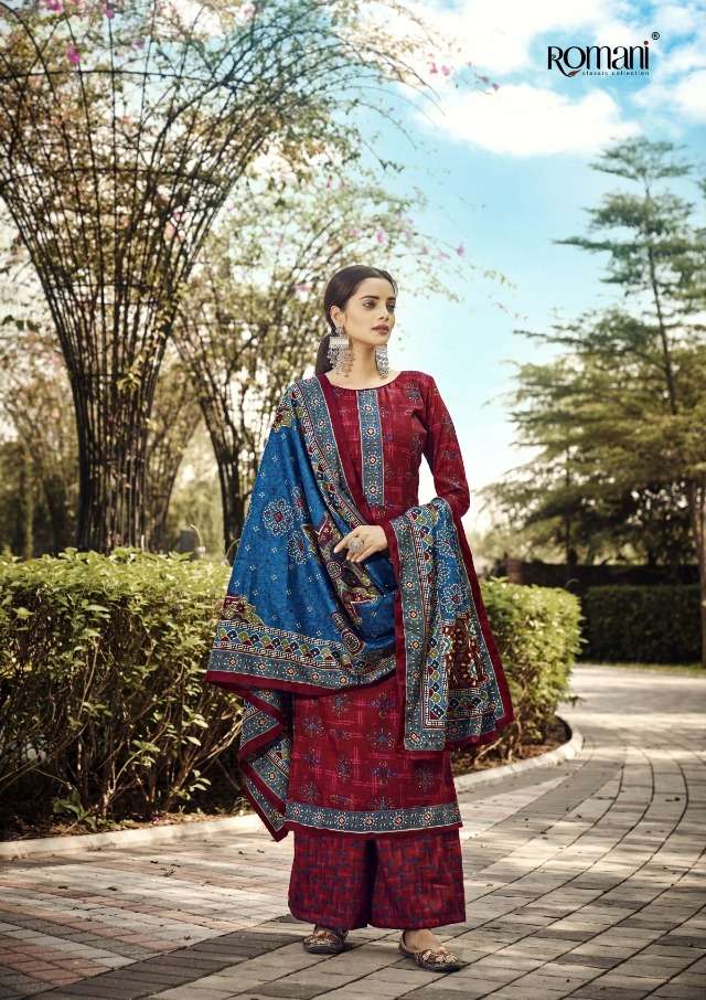 Romani Kasauti Exclusive Woollen Pashmina Dress Material Wholesale catalog