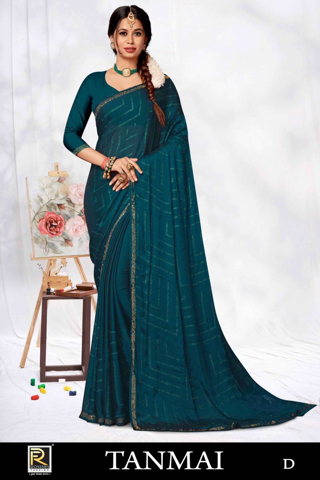 Ronisha Tanmai Siroski Designer Saree Wholesale catalog