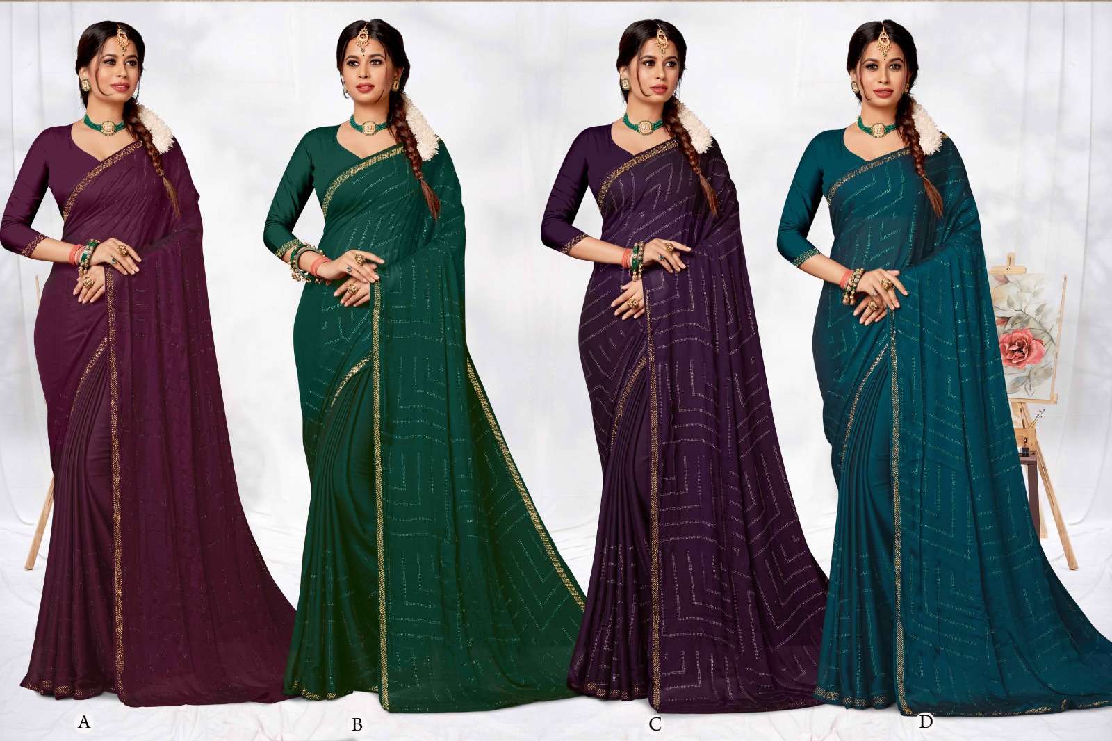 Ronisha Tanmai Siroski Designer Saree Wholesale catalog