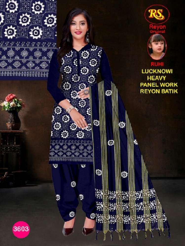 RS Rayon Batic Penal With Lakhnavi Work -Dress Material -Wholesale Catalog