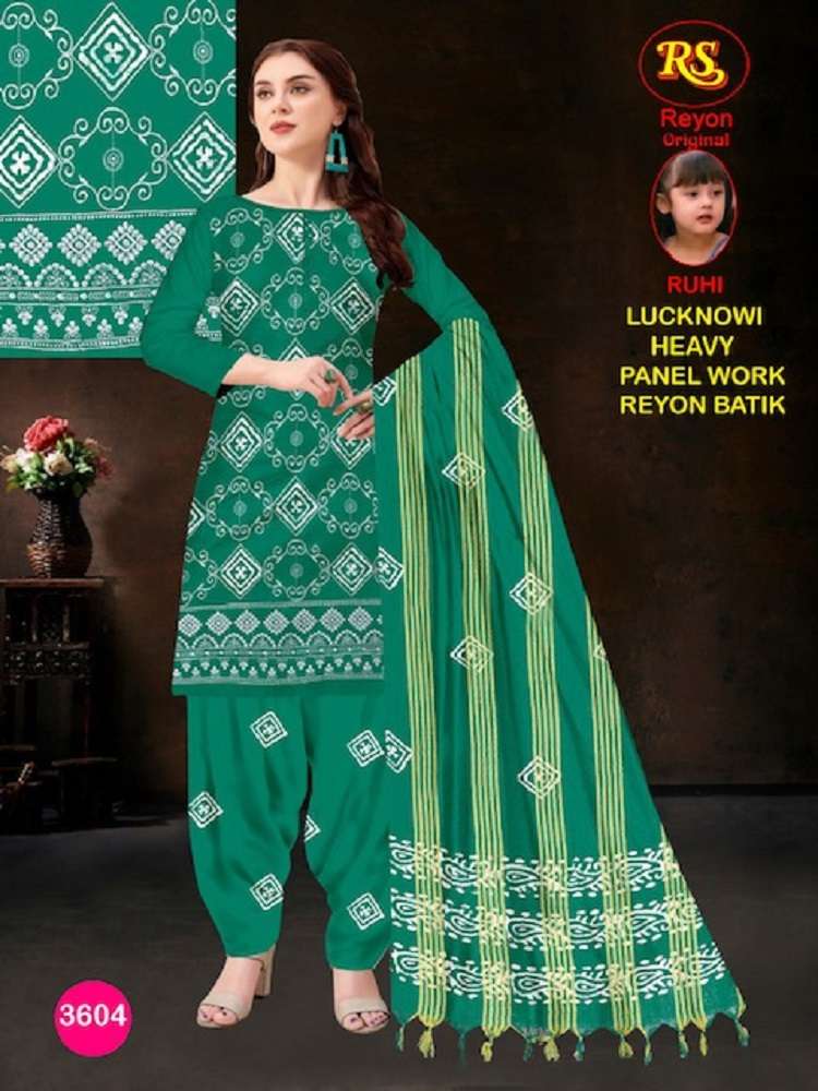 RS Rayon Batic Penal With Lakhnavi Work -Dress Material -Wholesale Catalog