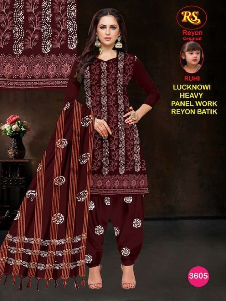 RS Rayon Batic Penal With Lakhnavi Work -Dress Material -Wholesale Catalog