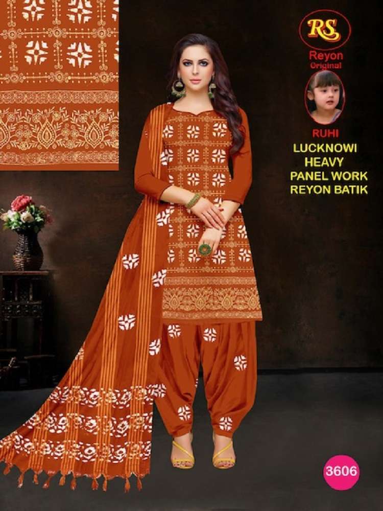 RS Rayon Batic Penal With Lakhnavi Work -Dress Material -Wholesale Catalog