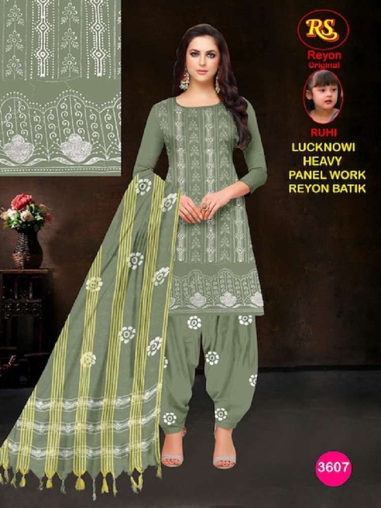 RS Rayon Batic Penal With Lakhnavi Work -Dress Material -Wholesale Catalog