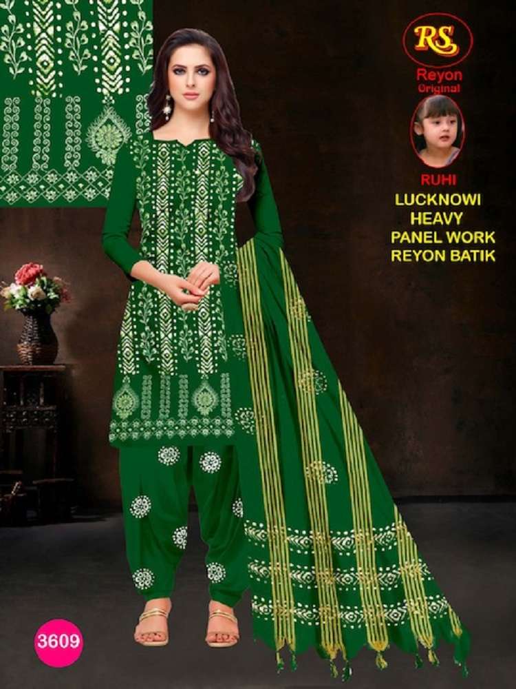 RS Rayon Batic Penal With Lakhnavi Work -Dress Material -Wholesale Catalog