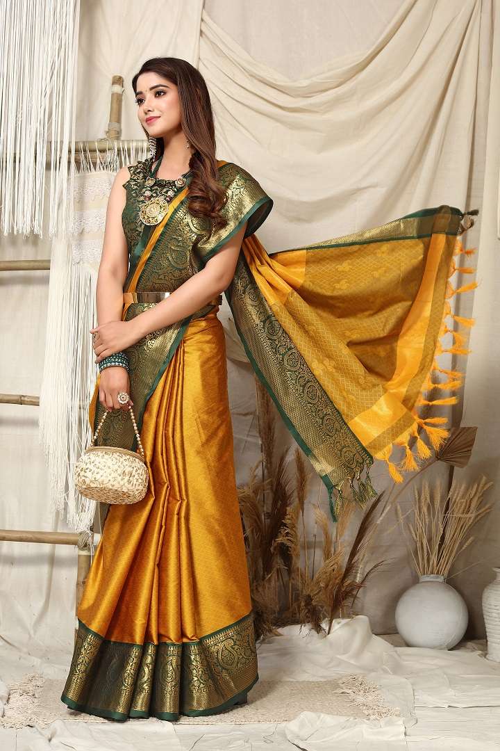 Rubina 2 Jari Worked Banarasi Silk Saree Wholesale catalog