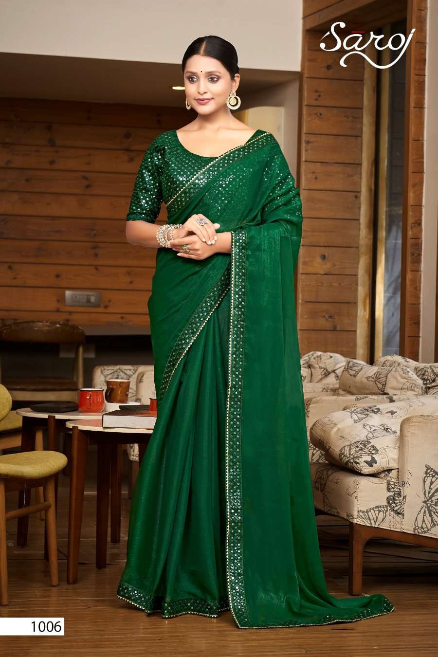 Saroj Filmfare Fancy Simmer Chiffon Saree Wholesale catalog