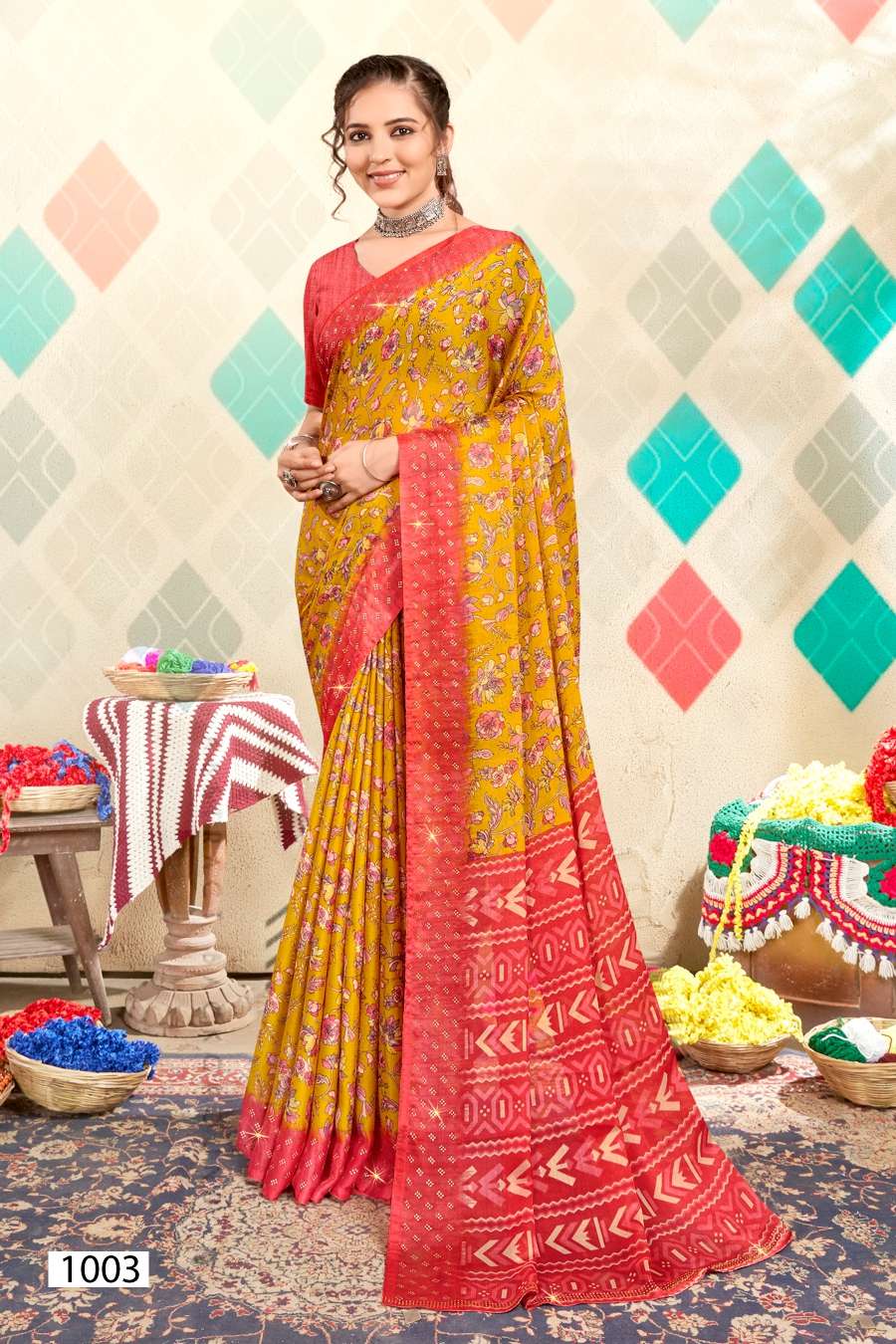 Saroj Jullie Vol 2 Printed Moss Chiffon Saree Wholesale catalog