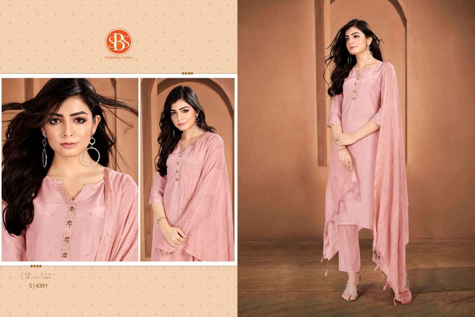 SBS MODETHNIC DARPANA KURTI WITH PANT & DUPATTA Wholesale catalog