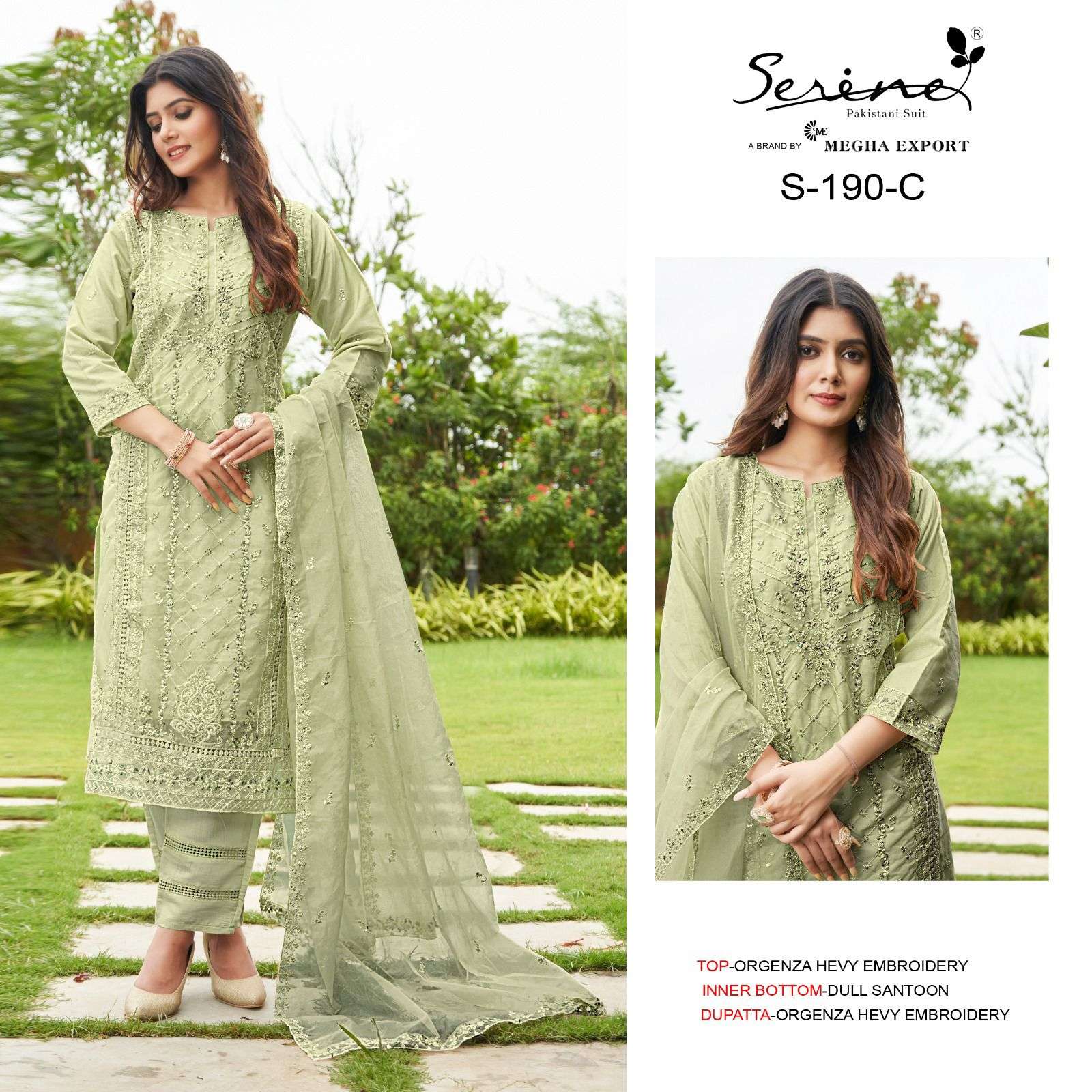 Serine S 190 A To D Organza Pakistani Salwar Kameez Wholesale catalog