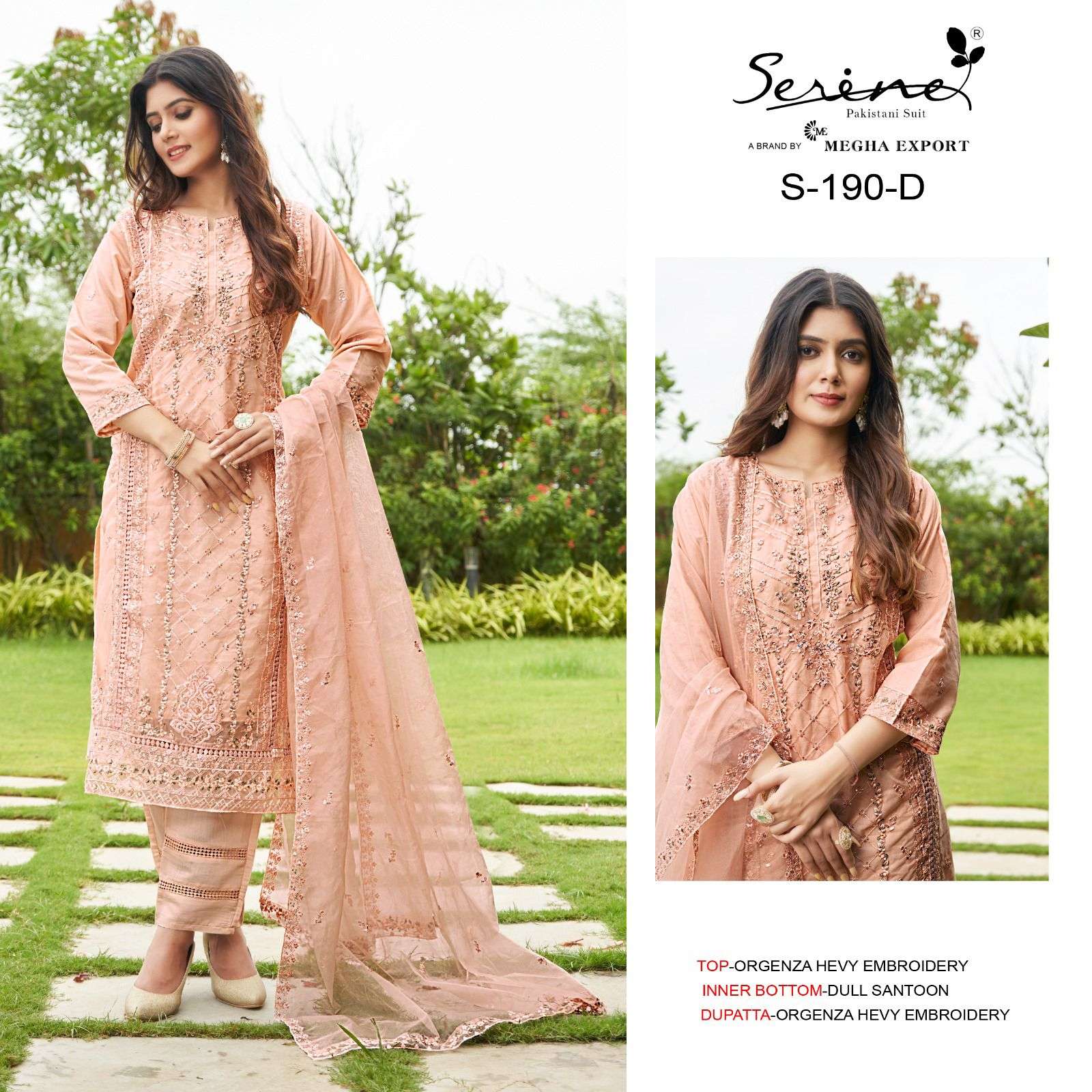Serine S 190 A To D Organza Pakistani Salwar Kameez Wholesale catalog
