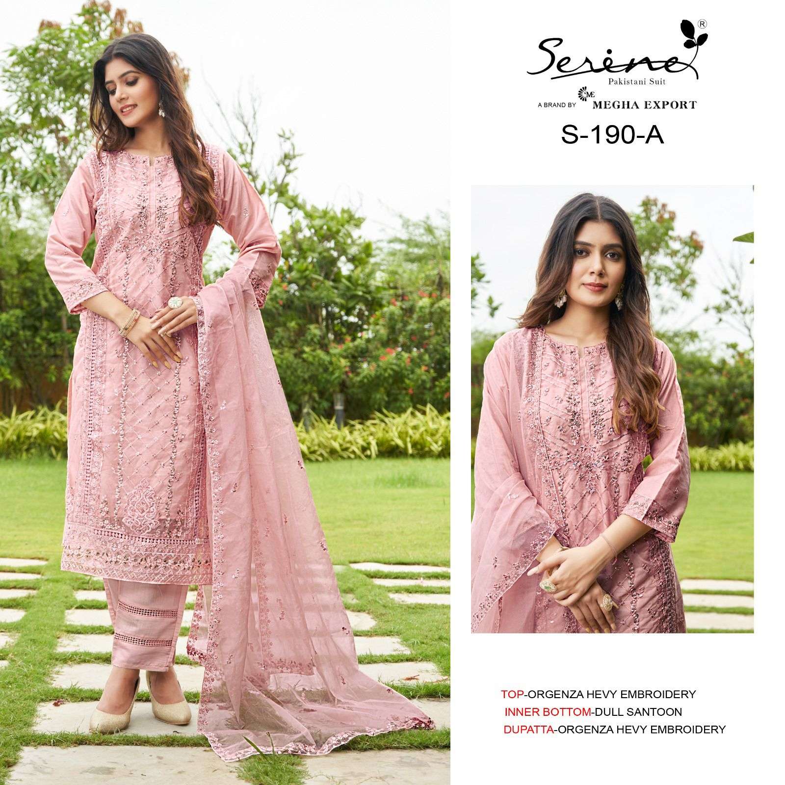 Serine S 190 A To D Organza Pakistani Salwar Kameez Wholesale catalog