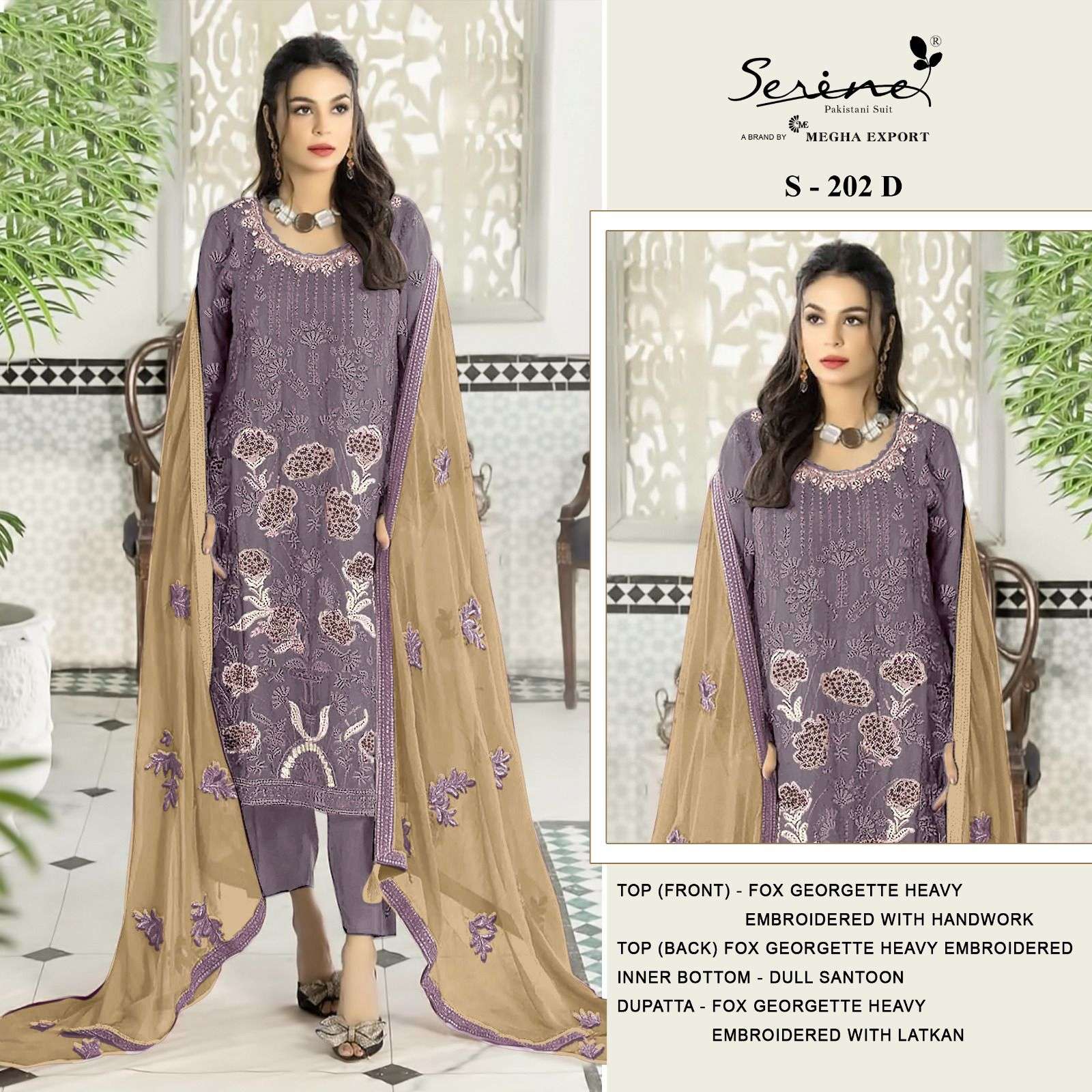 Serine S 202 B To E Pakistani Georgette Salwar Kameez Wholesale catalog