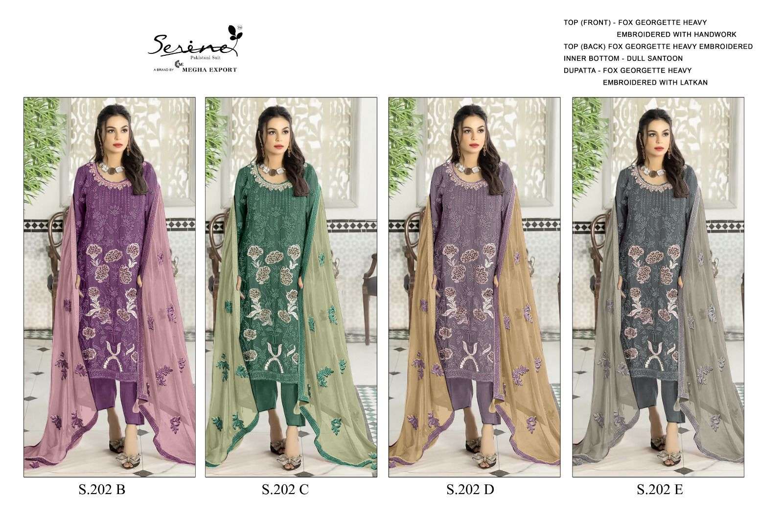Serine S 202 B To E Pakistani Georgette Salwar Kameez Wholesale catalog