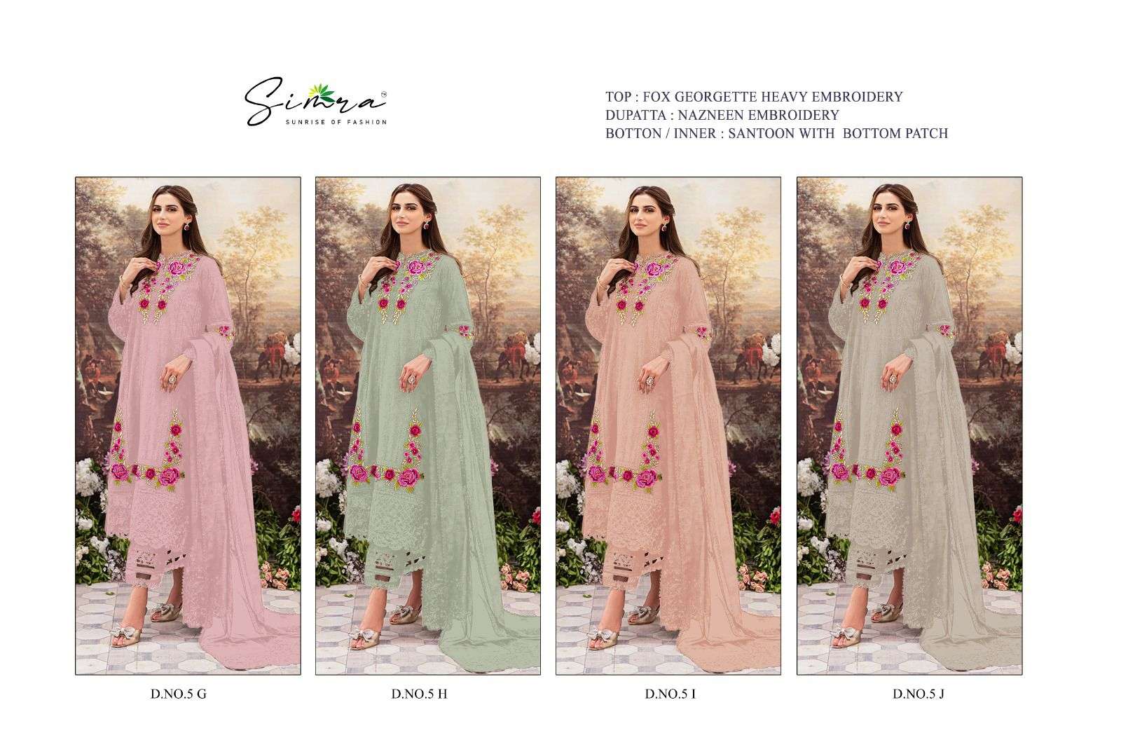 Simra S 5 G To J Georgette Pakistani Salwar Suits Wholesale catalog