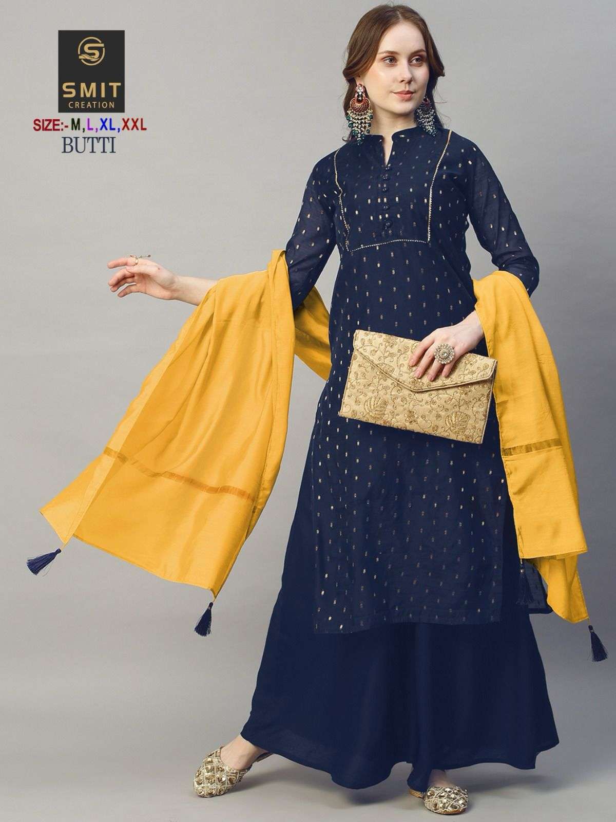 Smit Butti Festive Wear Model Kurti Plazo With Dupatta Wholesale catalog