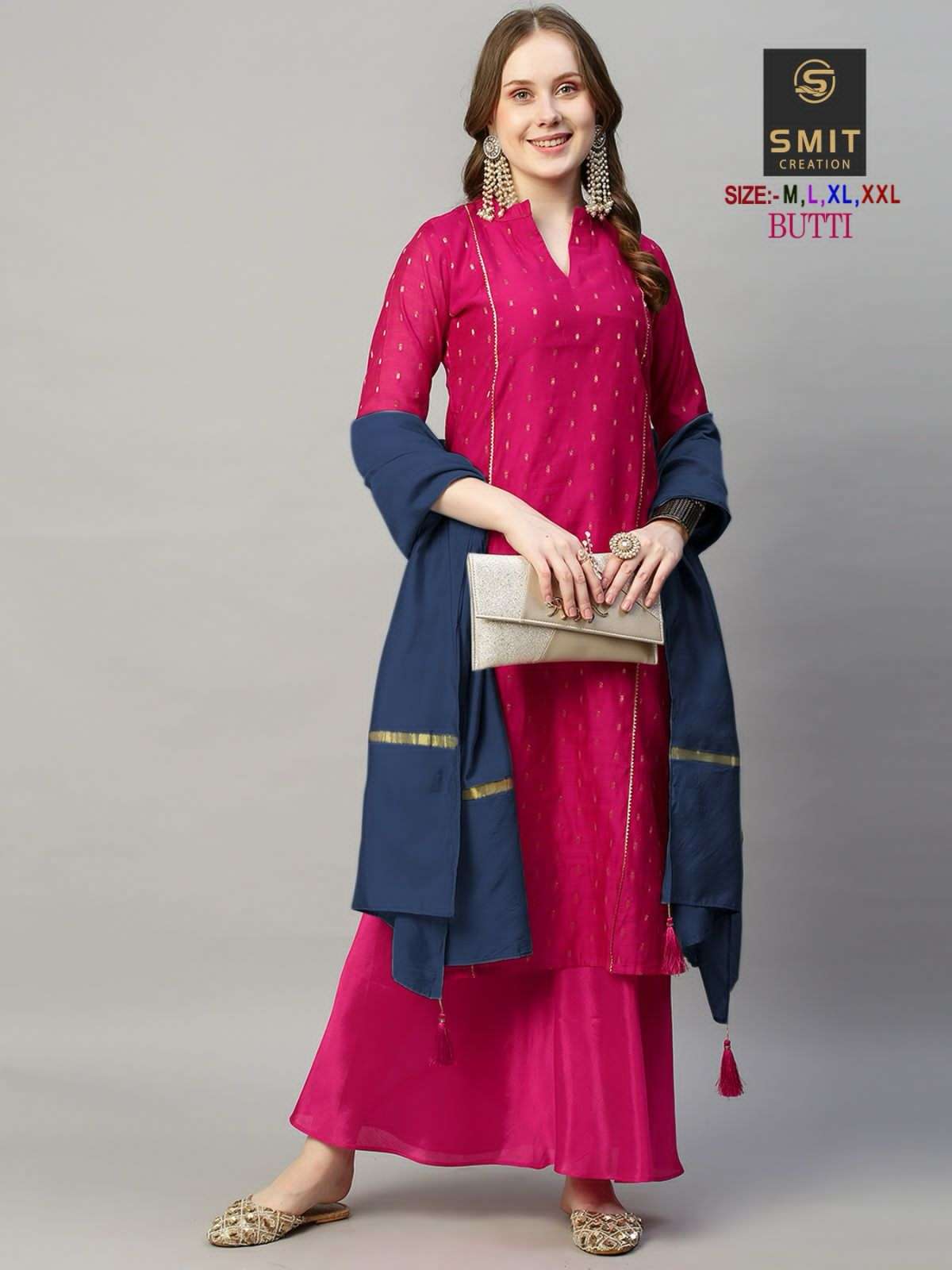 Smit Butti Festive Wear Model Kurti Plazo With Dupatta Wholesale catalog