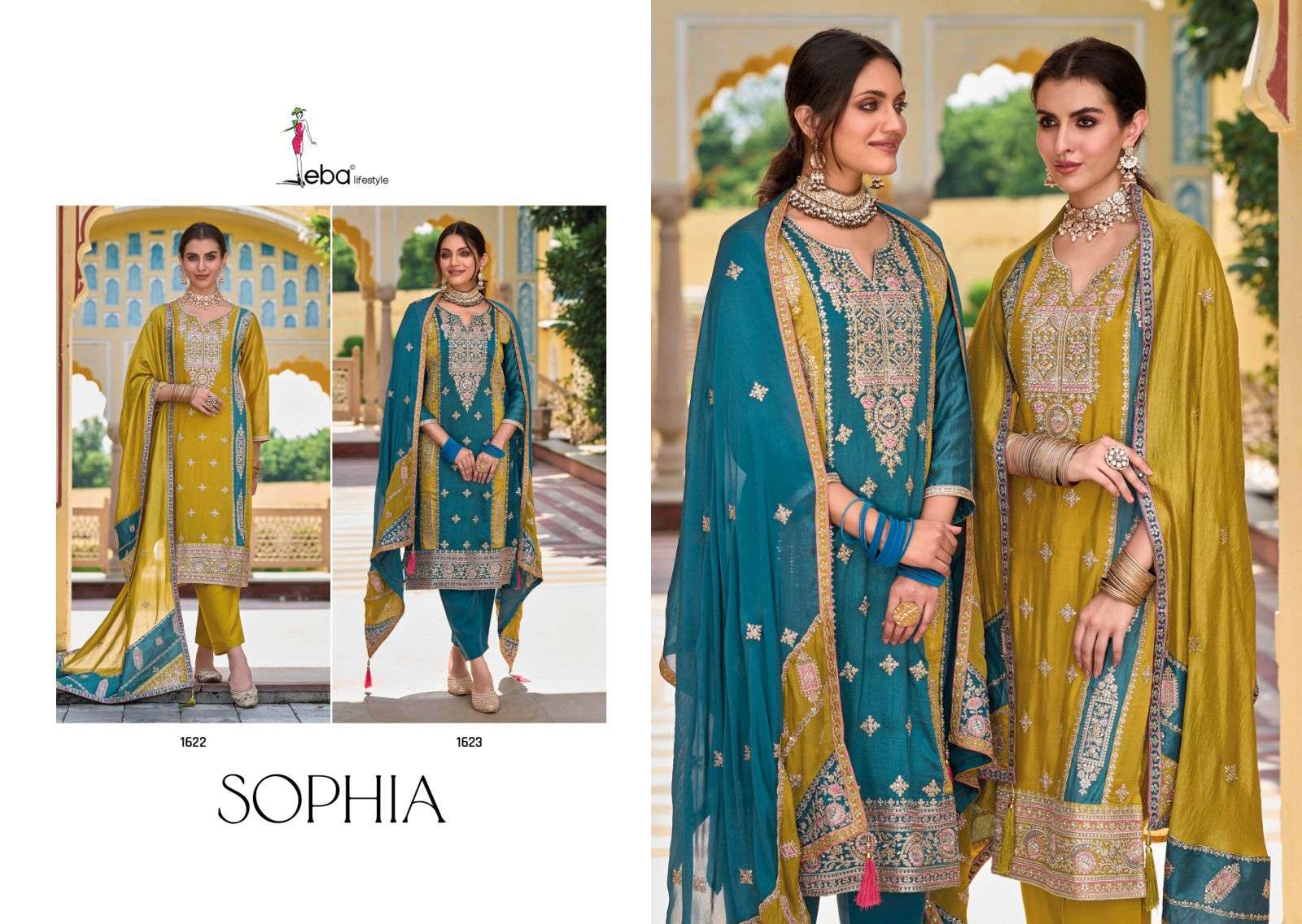 SOPHIA premium silk with  emboidery work Salwar Kameez Wholesale catalog