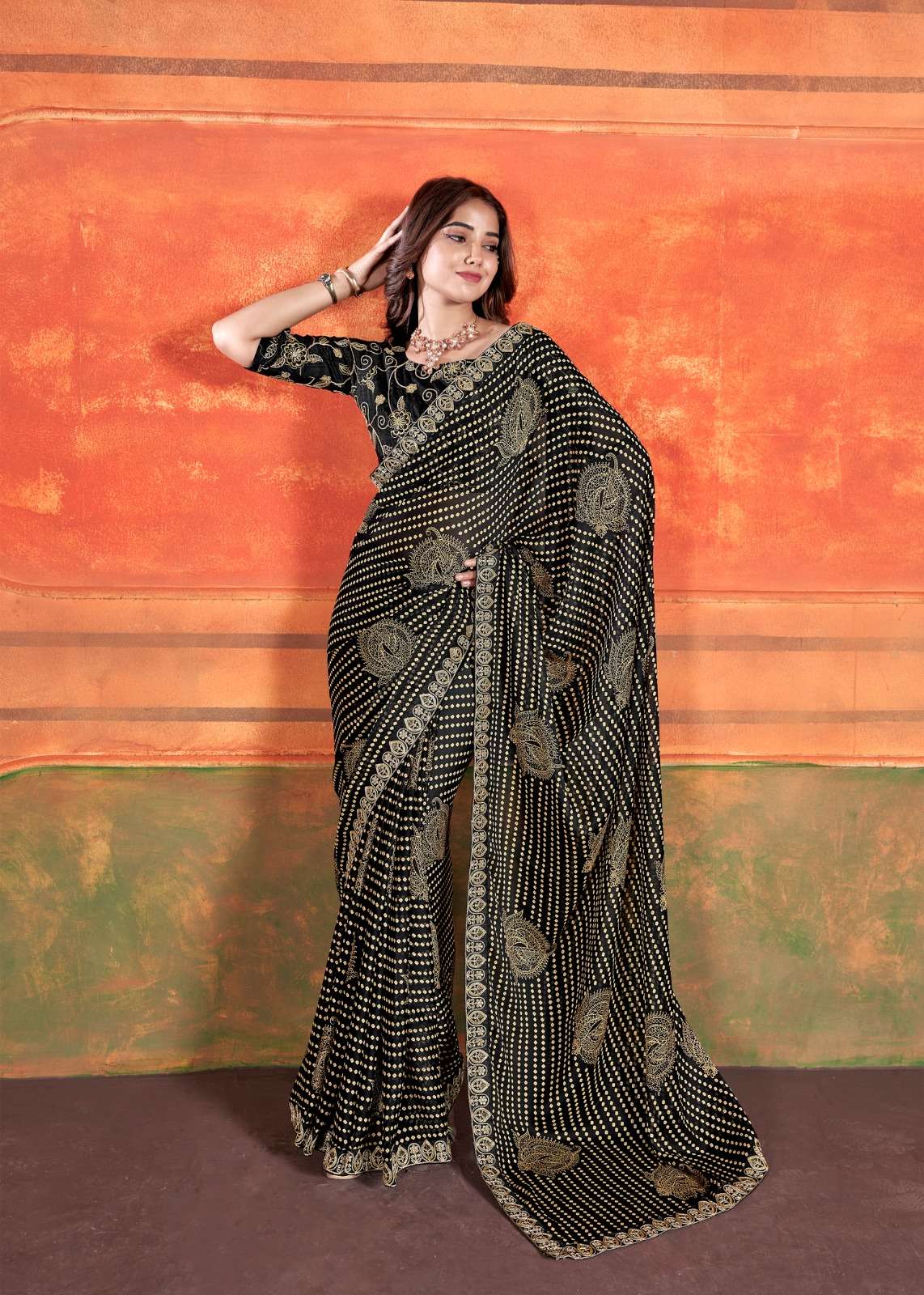 Stavan Pihu Chiffon Embroidery Saree Wholesale catalog