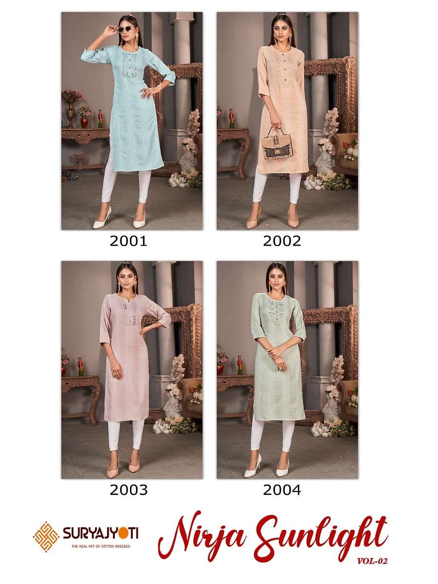 Suryajyoti Nirja Sunlight Vol 2 Heavy Rayon Kurti Wholesale catalog