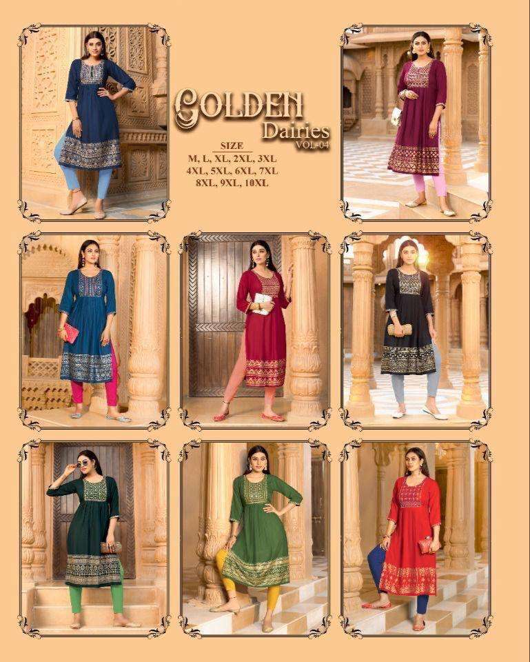 TRENDY GOLDEN DAIRIES VOL.4 NAIRA CUT Kurti Wholesale catalog