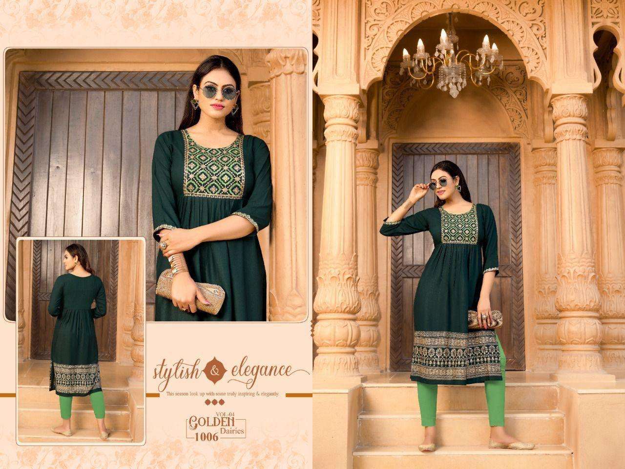 TRENDY GOLDEN DAIRIES VOL.4 NAIRA CUT Kurti Wholesale catalog