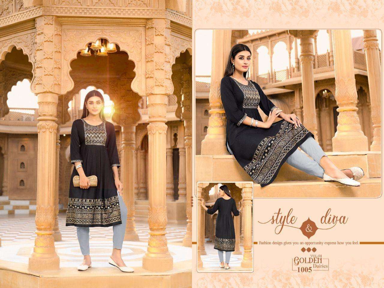 TRENDY GOLDEN DAIRIES VOL.4 NAIRA CUT Kurti Wholesale catalog