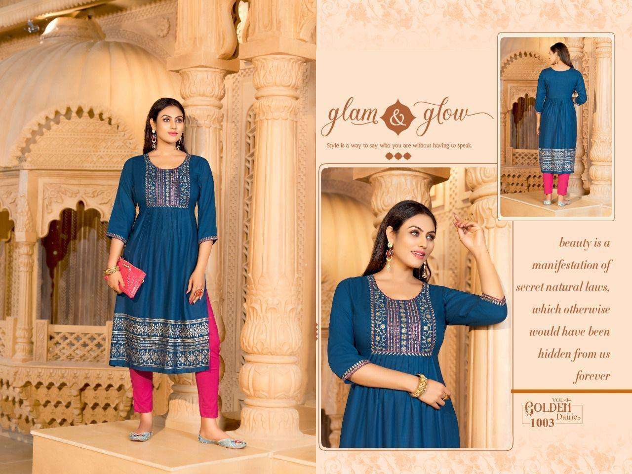 TRENDY GOLDEN DAIRIES VOL.4 NAIRA CUT Kurti Wholesale catalog