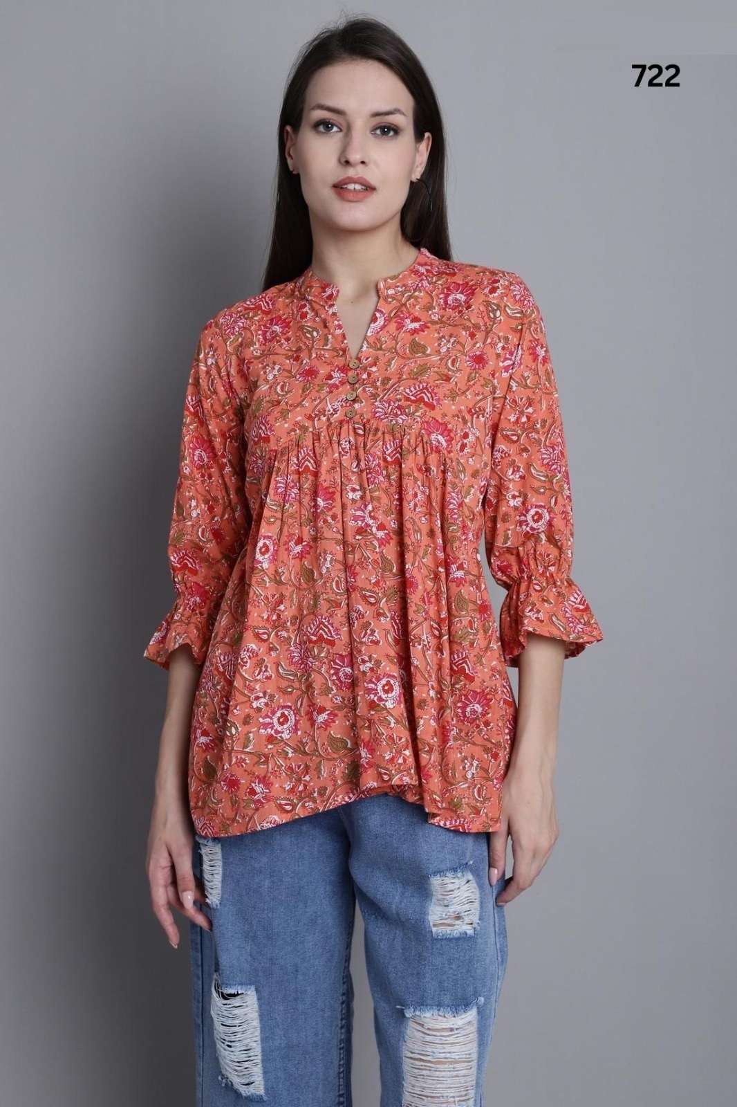 Trendy Mayra Printed Cotton Western Tops Wholesale catalog