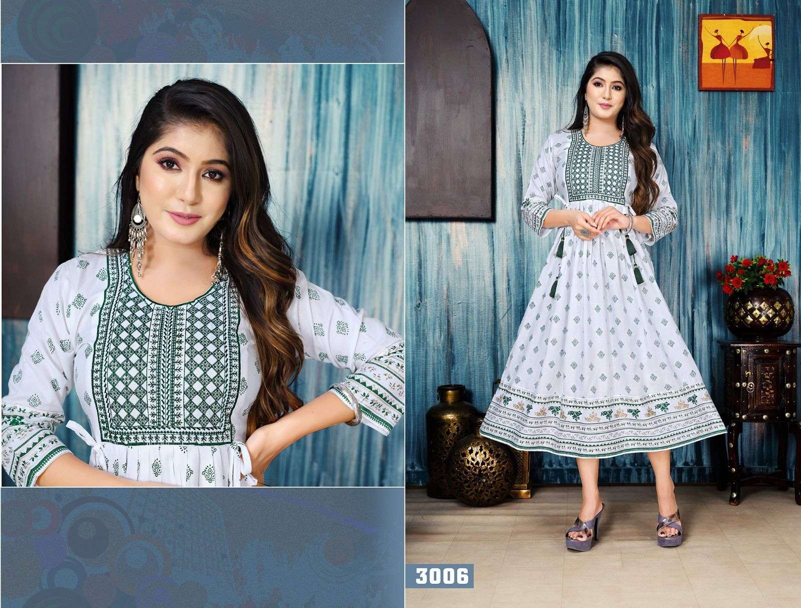 TRENDY WHITE FLORAL Rayon Kurti Wholesale catalog
