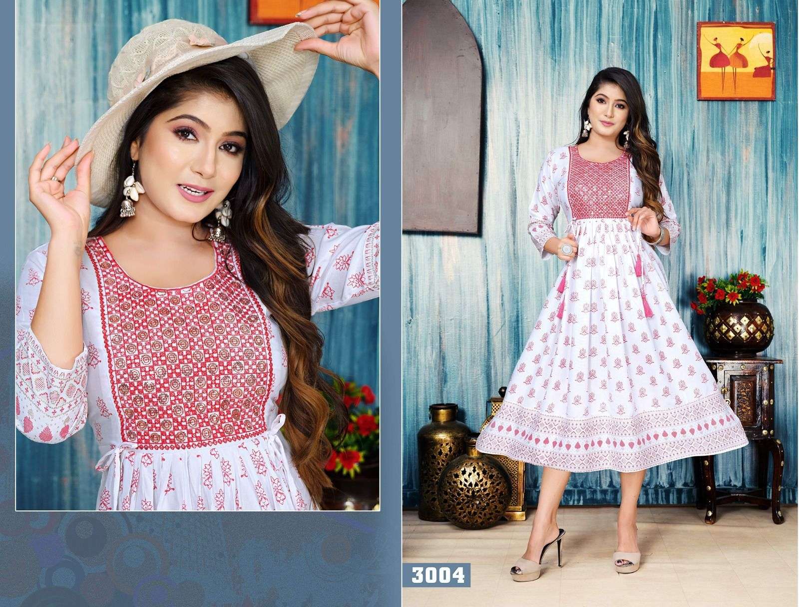 TRENDY WHITE FLORAL Rayon Kurti Wholesale catalog
