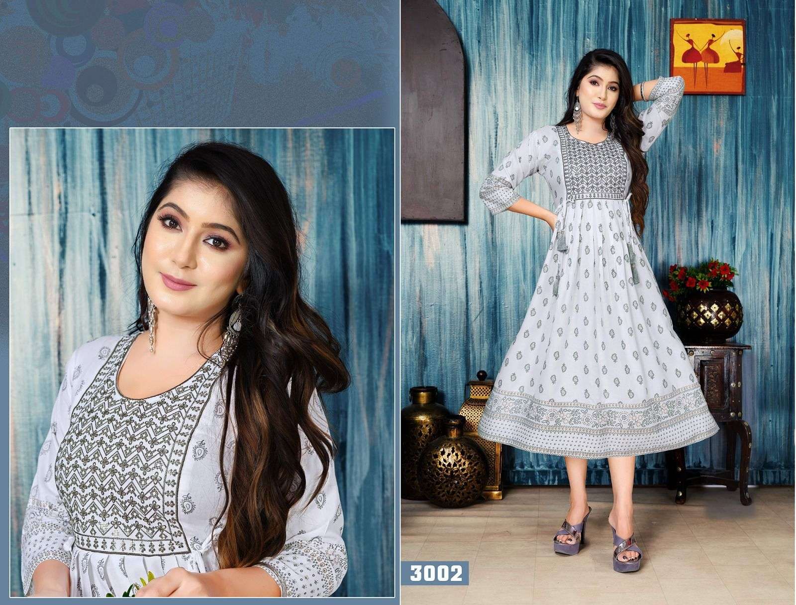 TRENDY WHITE FLORAL Rayon Kurti Wholesale catalog
