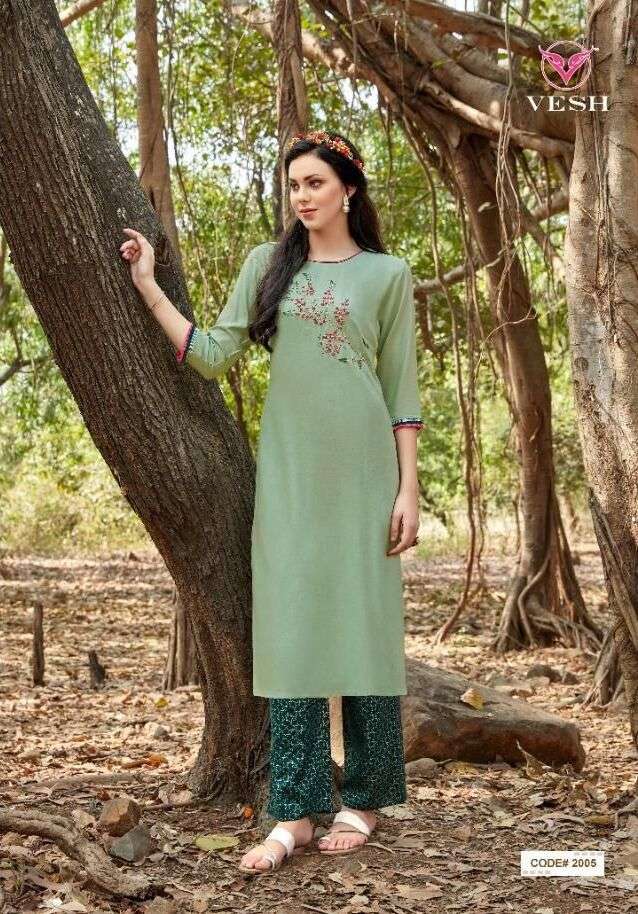 VESH Heena Rayon Khatli work Kurti Wholesale catalog