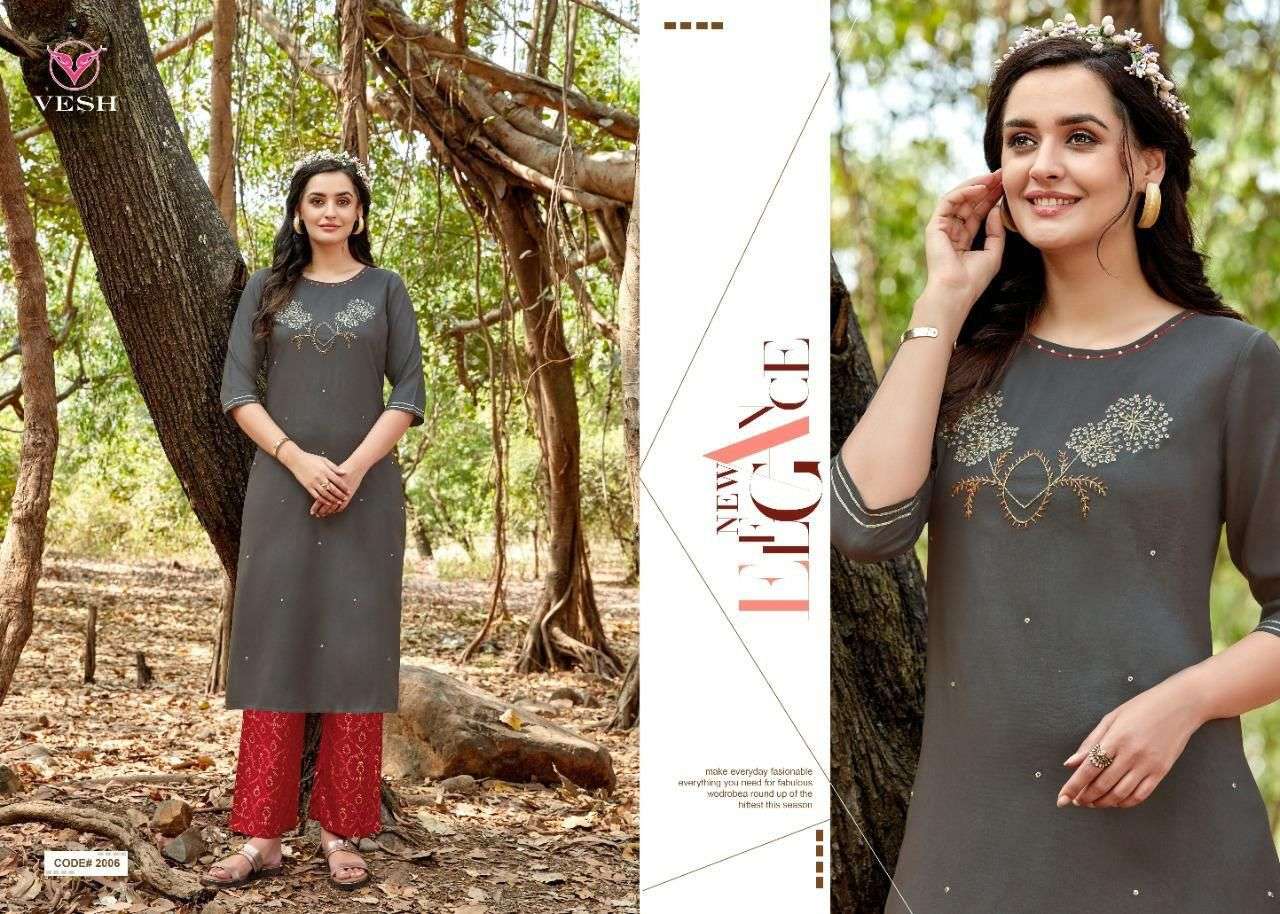 VESH Heena Rayon Khatli work Kurti Wholesale catalog
