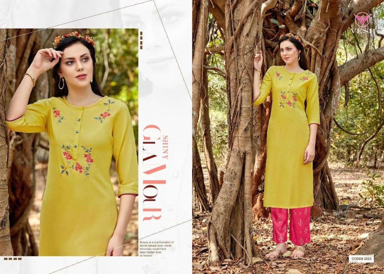 VESH Heena Rayon Khatli work Kurti Wholesale catalog