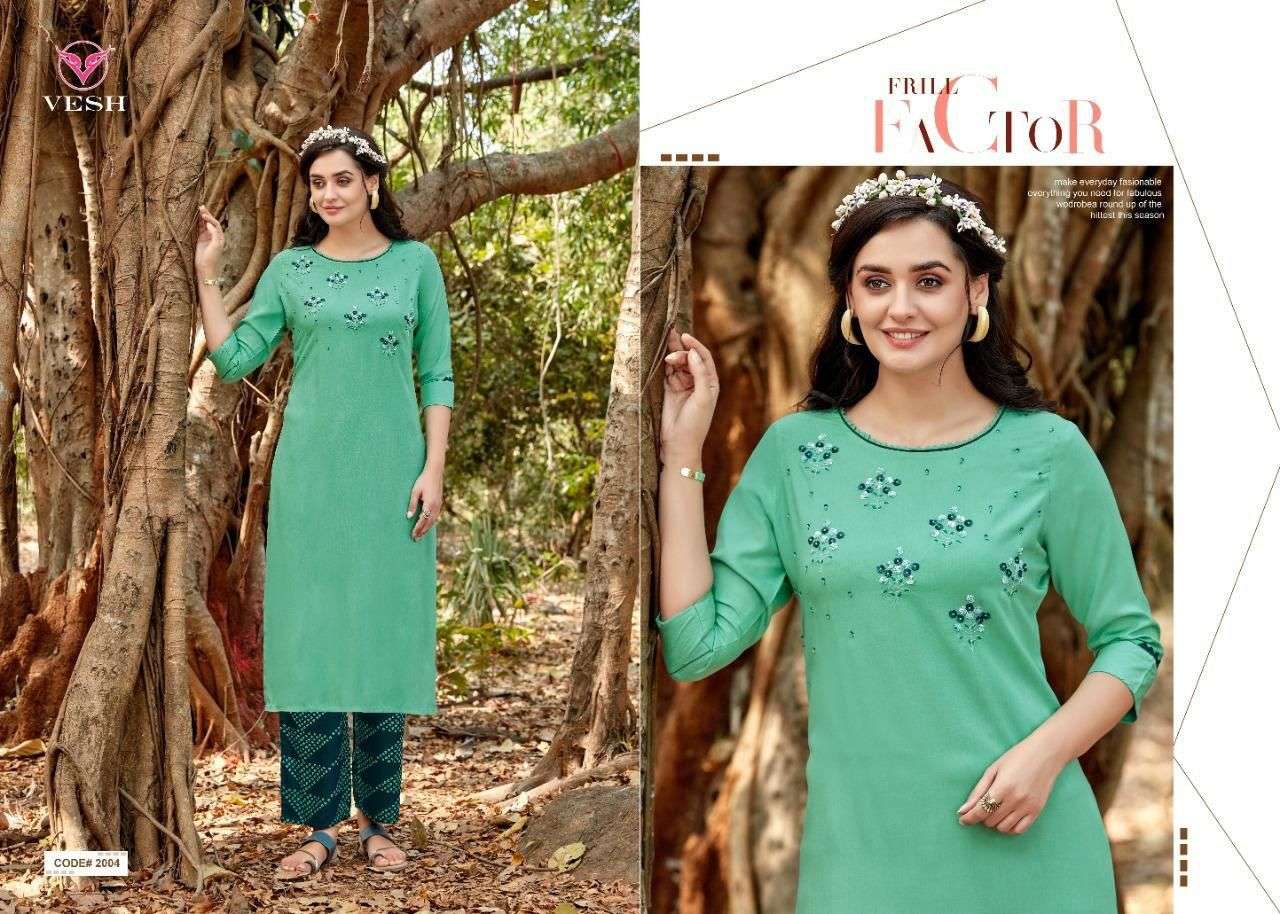 VESH Heena Rayon Khatli work Kurti Wholesale catalog