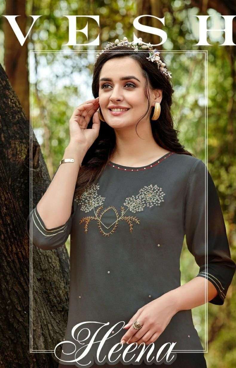 VESH Heena Rayon Khatli work Kurti Wholesale catalog