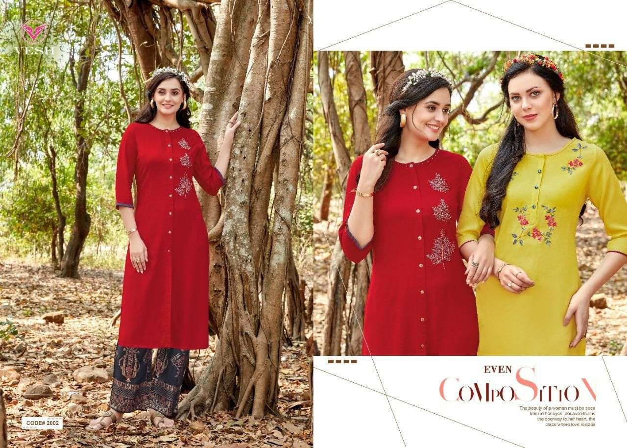 VESH Heena Rayon Khatli work Kurti Wholesale catalog