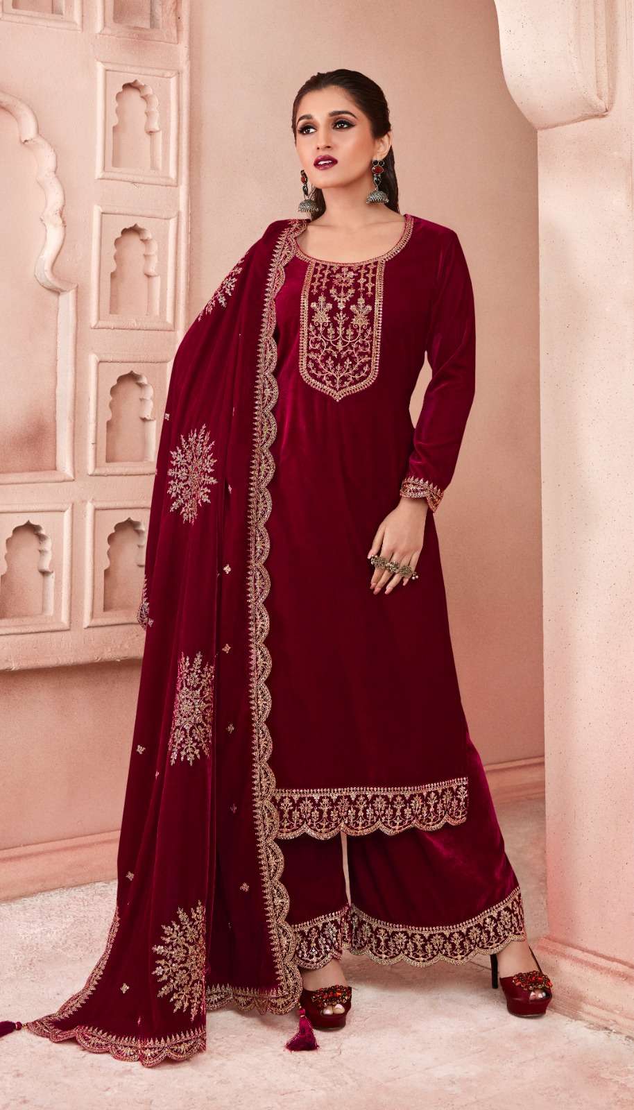 Vinay Kervin Velvet Embroidery 3 Velevt Salwar Kameez Wholesale catalog