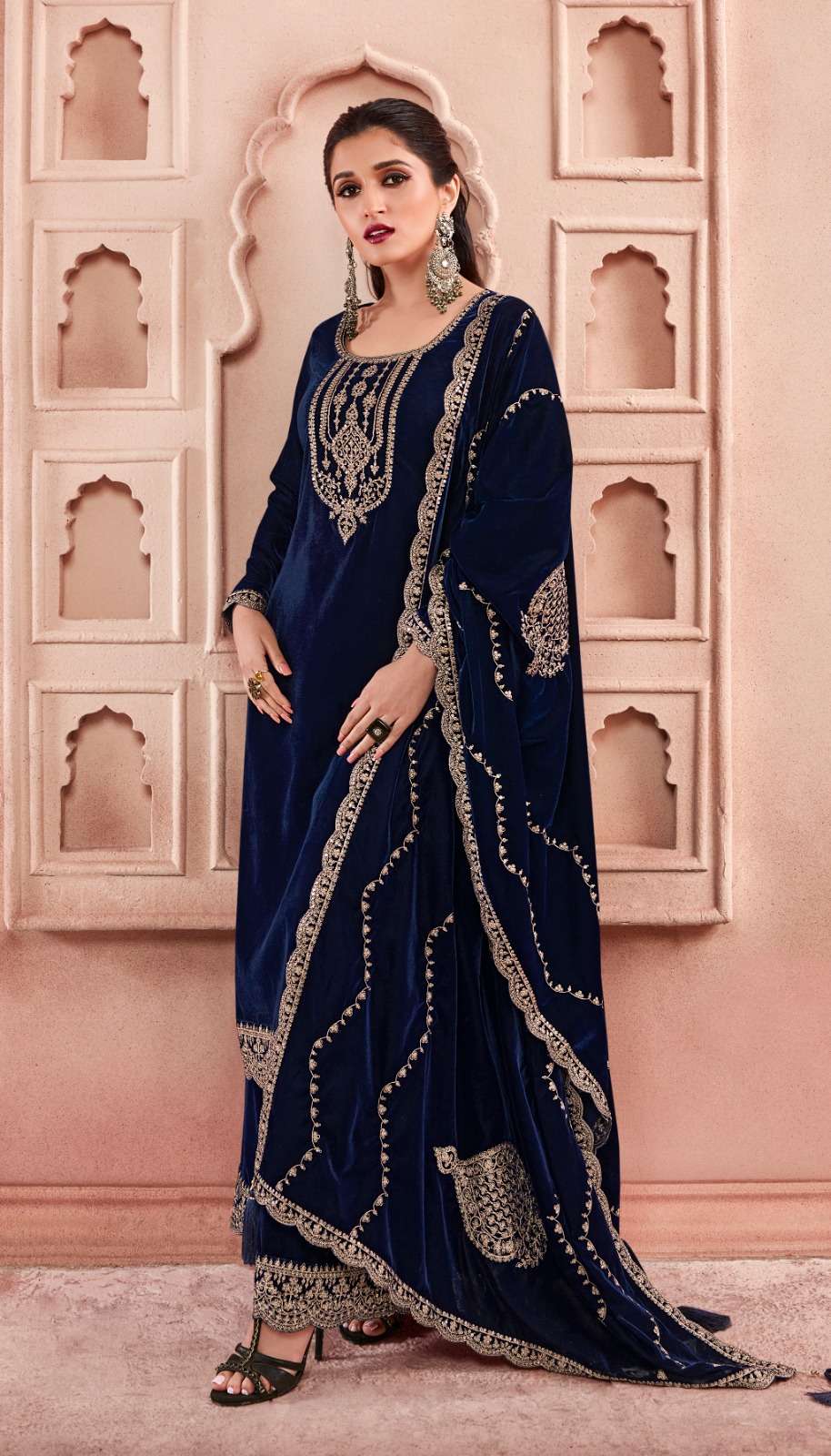 Vinay Kervin Velvet Embroidery 3 Velevt Salwar Kameez Wholesale catalog